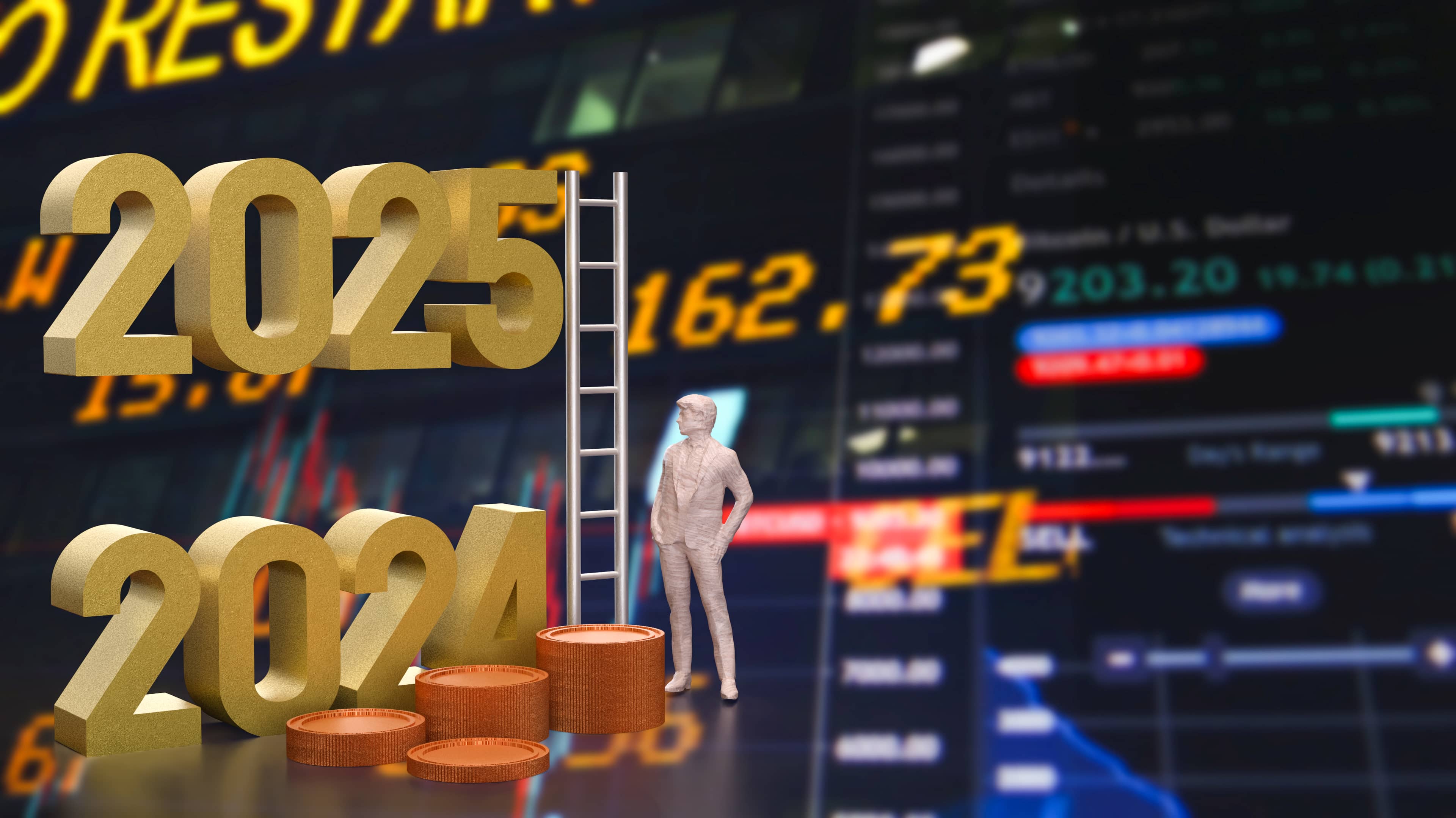 2024 and 2025 for business concept