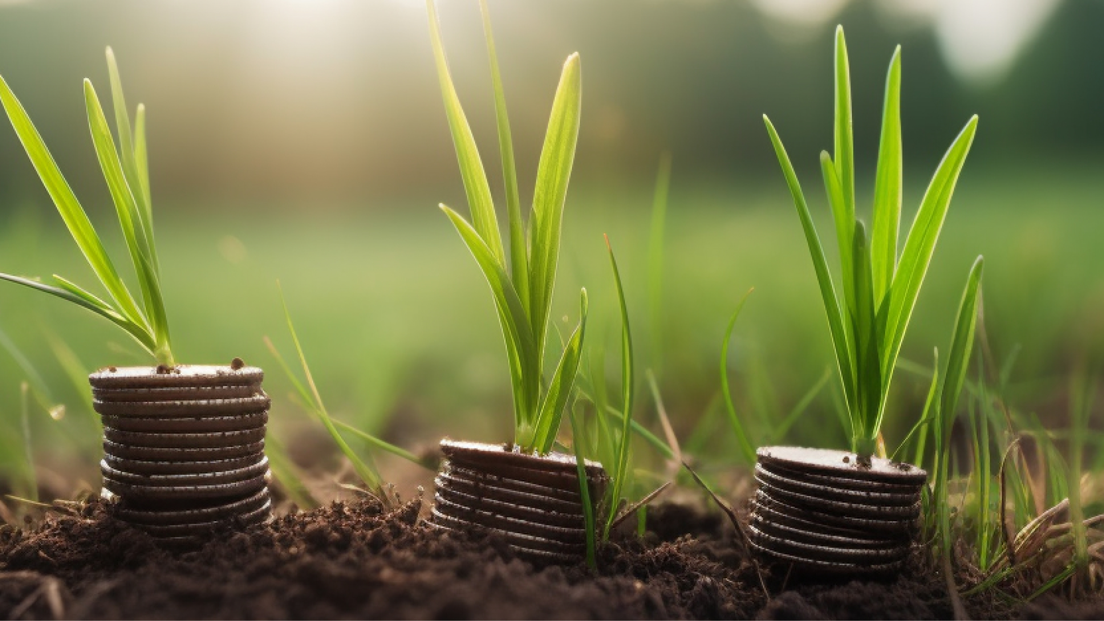 Green sprouts growing from stacks of coins in soil, symbolizing financial growth for borrowers with imperfect credit